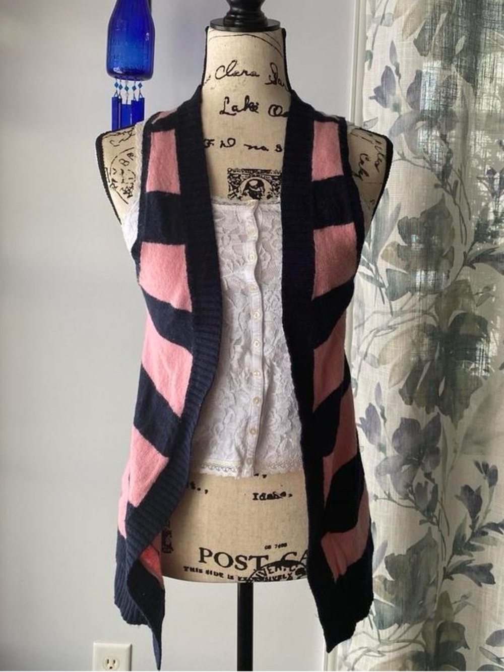 Y2K Abercrombie & Fitch Striped Knit Open Cardigan Vest 2000s Preppy Academia S